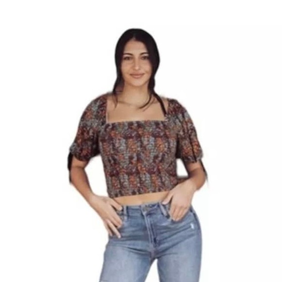 NEW Free People Back on Top‎ Floral Summer Crop Top Shirt Small - Picture 3 of 8